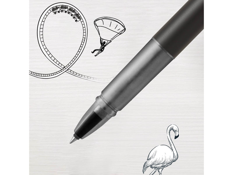 Parker Vector XL Tintenroller | Schwarze Metallic-Lackierung auf Messing | Feine Schreibspitze mit schwarzer Nachfülltinte | Ges
