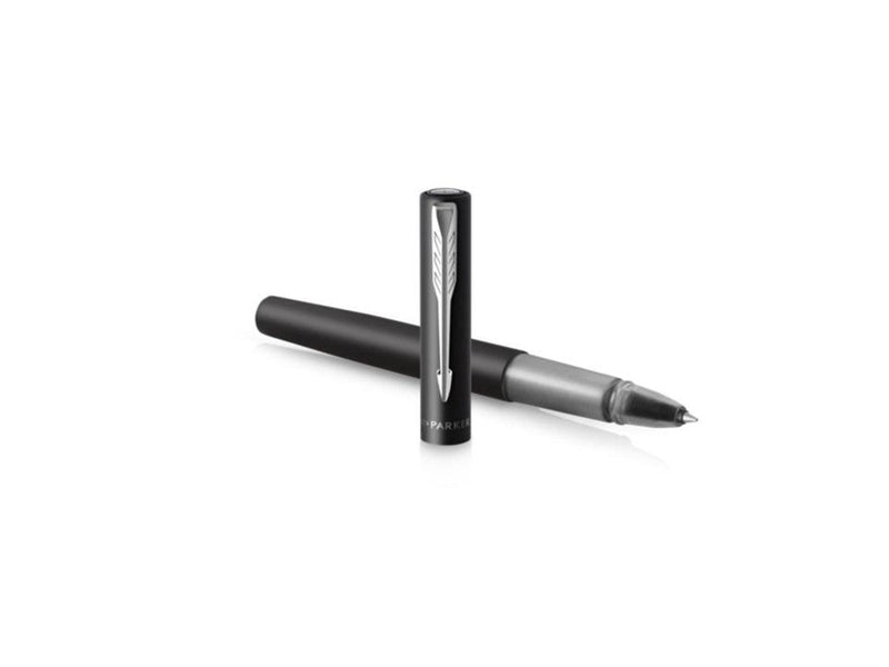 Parker Vector XL Tintenroller | Schwarze Metallic-Lackierung auf Messing | Feine Schreibspitze mit schwarzer Nachfülltinte | Ges