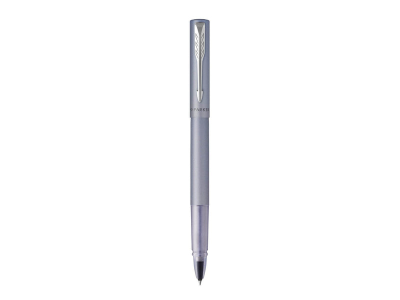 Parker Vector XL Tintenroller | Silberblaue Metallic-Lackierung auf Messing | Feine Schreibspitze mit schwarzer Nachfülltinte |