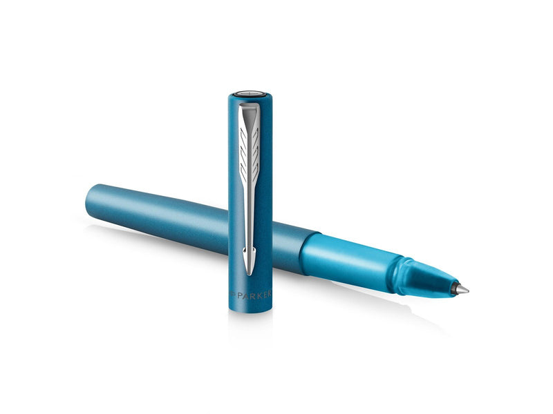 Parker Vector XL Tintenroller | Blaugrüne Metallic-Lackierung auf Messing | Feine Schreibspitze mit schwarzer Nachfülltinte | Ge