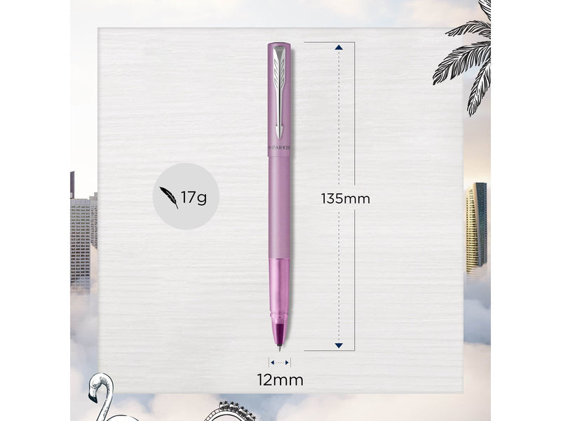 Parker Vector XL Tintenroller | Fliederfarbene Metallic-Lackierung auf Messing | Feine Schreibspitze mit schwarzer Nachfülltinte