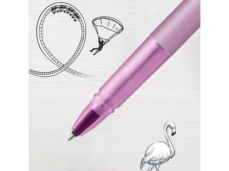 Parker Vector XL Tintenroller | Fliederfarbene Metallic-Lackierung auf Messing | Feine Schreibspitze mit schwarzer Nachfülltinte