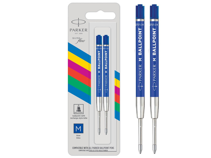 Parker Kugelschreibermine | mittlere Spitze | blaue QUINKflow Tinte | 2 Ersatzmine für Kugelschreiber