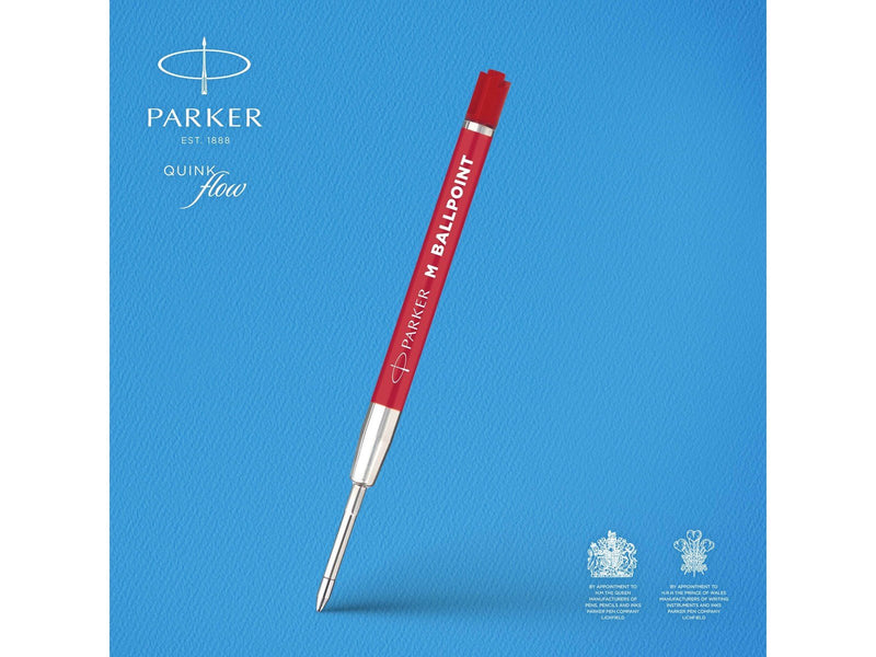 Parker Kugelschreibermine | mittlere Spitze | rote QUINKflow Tinte | 2 Ersatzmine für Kugelschreiber