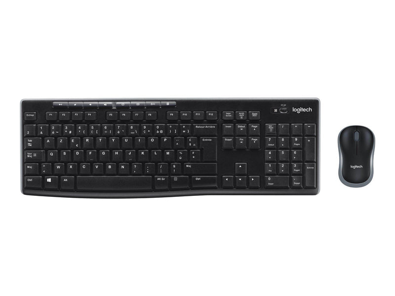 Logitech MK270 Wireless Combo - keyboard and mouse set - French - Tastatur & Maus Set - Französisch - Schwarz
