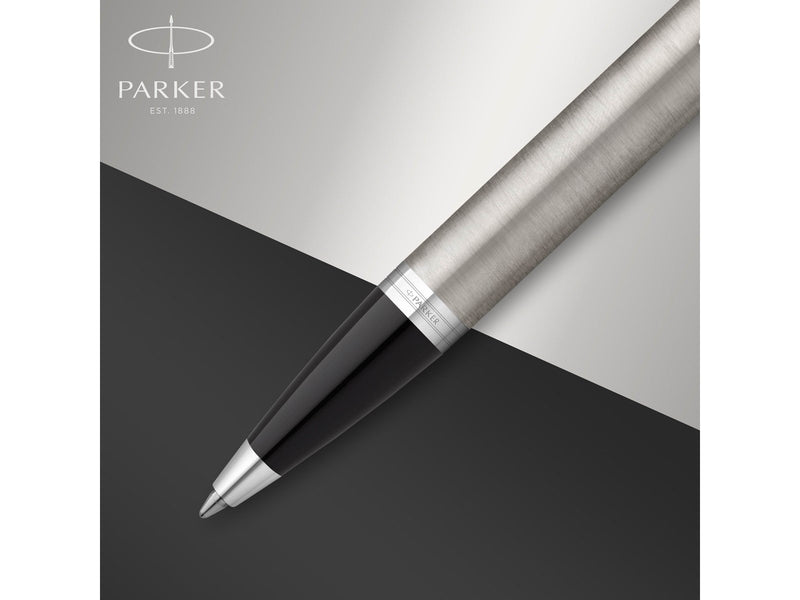 Parker IM Duo-Geschenkset mit Kugelschreiber und Füller | Zierteile aus Edelstahl und Chrom | Nachfüllmine und -patrone mit blau
