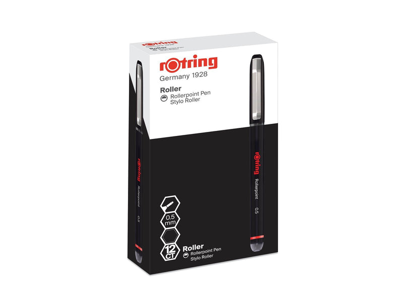 Rotring rOtring Rollerball Tintenroller | Nadelspitze (0,5 mm) für präzise Linien | schwarze Tinte | 12 Stück