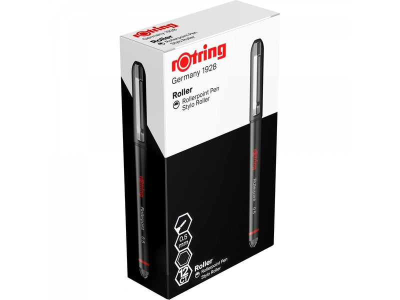 Rotring rOtring Rollerball Tintenroller | Nadelspitze (0,5 mm) für präzise Linien | schwarze Tinte | 12 Stück