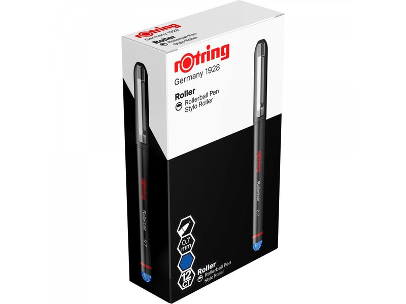 Rotring rOtring Rollerball Tintenroller | feine Spitze (0,7 mm) für saubere Linien | blaue Tinte | 12 Stück