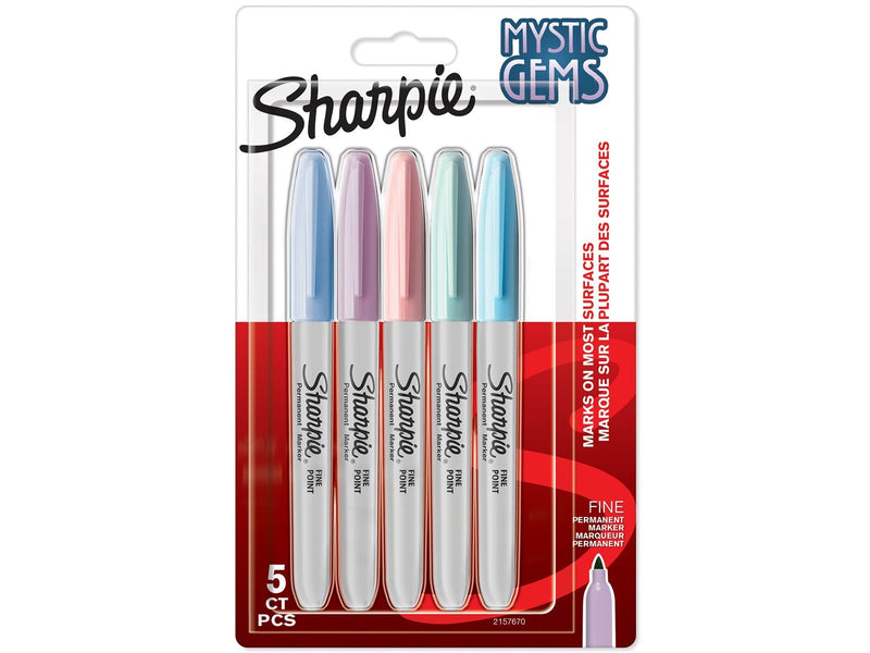 Sharpie Permanentmarker | Mystic Gem Special Edition | Feine Spitze | Verschiedene Farben | 5 Stück