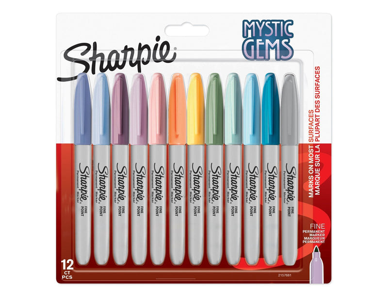 Sharpie Permanentmarker | Mystic Gem Special Edition | Feine Spitze | Verschiedene Farben | 12 Stück