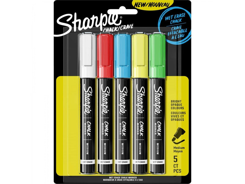 Sharpie Kreidemarker | feucht abwischbare Kreidestifte | farblich sortiert | 5 Stück