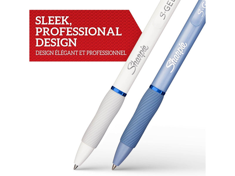 Sharpie S-Gel | Gelschreiber | mittlere Spitze (0,7 mm) | Schäfte in Eisblau und Perlweiß | blaue Tinte | 12 Stück