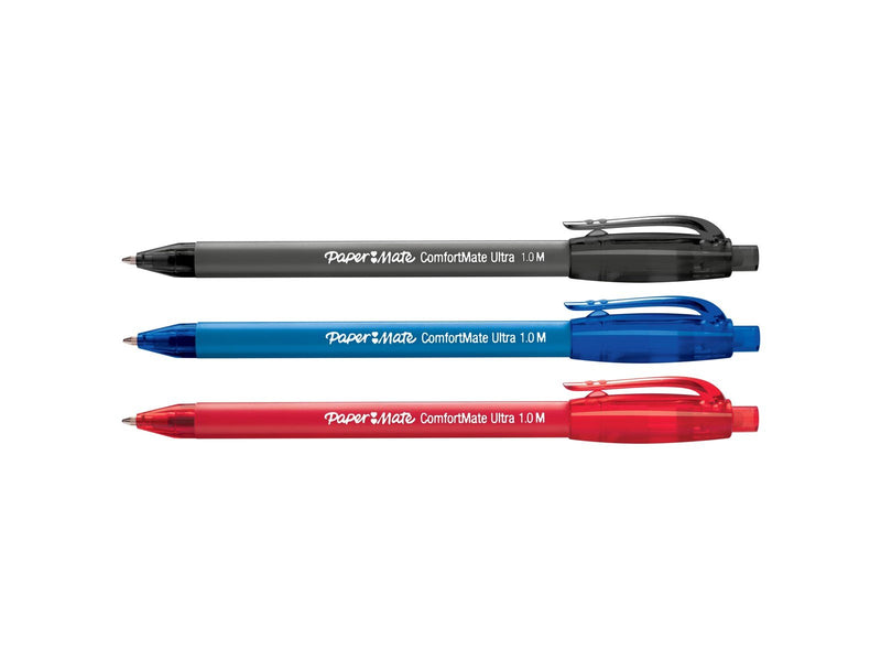 Paper Mate ComfortMate Ultra Druckkugelschreiber | mittlere Schreibspitze (1,0 mm) | schwarz | 4 Stück