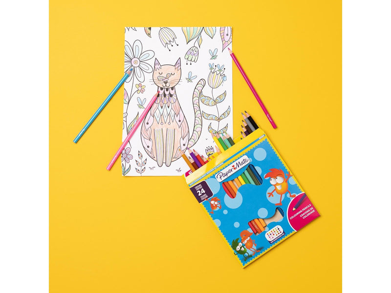Paper Mate Kinder-Buntstifte | Vorgespitzte Buntstifte | Verschiedene Farben | 24 Zählen