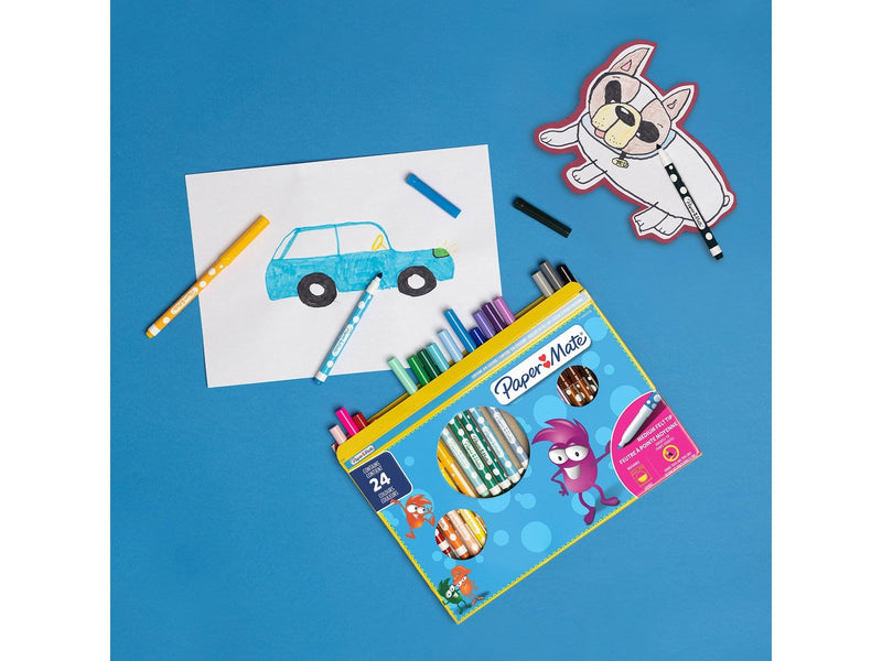Paper Mate Malstifte mit Filzspitze für Kinder | Waschbar | Verschiedene Farben | 24 Faserspitzenmarker