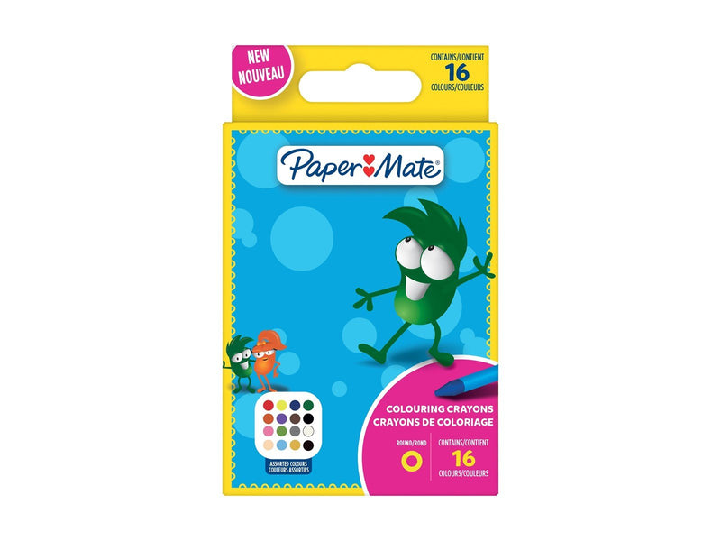Paper Mate Wachsmalstifte für Kinder | Verschiedene Farben | 16 Wachsmalstifte für Kinder