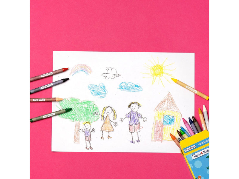 Paper Mate Wachsmalstifte für Kinder | Verschiedene Farben | 8 Wachsmalstifte für Kinder