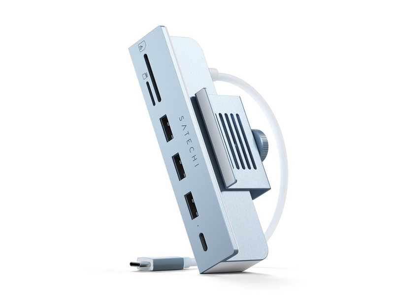 Satechi USB-C Clamp Hub for the 24" iMac (2021) - Blue USB-Hubs - USB 3.0 - 4 - Grau