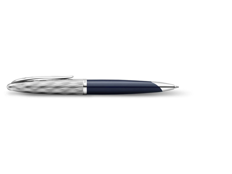 Waterman Carène Kugelschreiber | Metall und blaue Lackierung | ziselierte Kappe | blaue Tinte | Geschenkbox