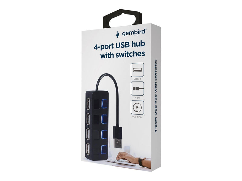Gembird UHB-U2P4-05 - hub - 4 ports USB-Hubs - 4 - Schwarz
