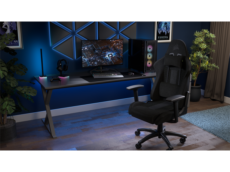 Corsair TC100 Relaxed Fabric Gaming Stuhl - Schwarz - Stoff - Bis zu 120 kg