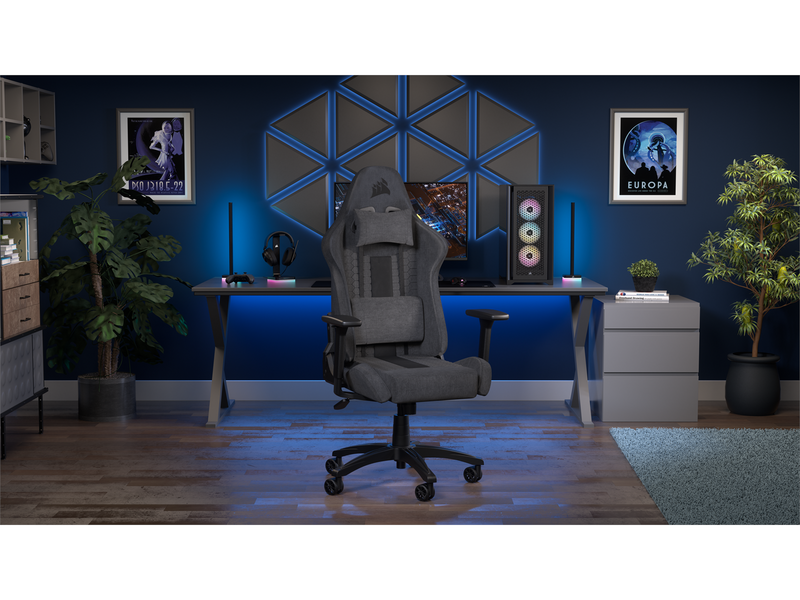 Corsair TC100 Relaxed Fabric Gaming Stuhl - Grau - Stoff - Bis zu 120 kg