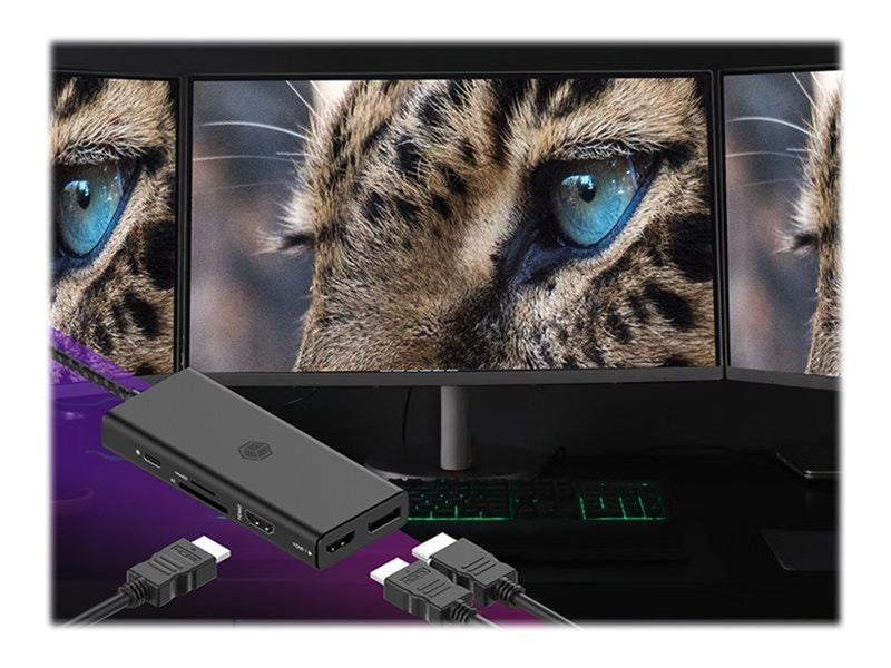 RaidSonic ICY BOX IB-DK4011-CPD - docking station - USB-C 3.2 Gen 1 - 2 x HDMI DP