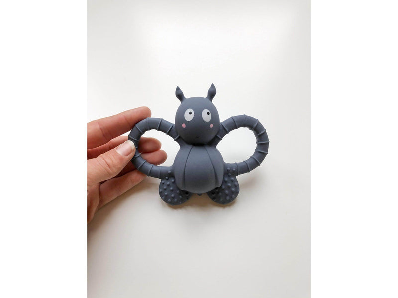 Filibabba Teether - Felix the fly rubber - muddly blue