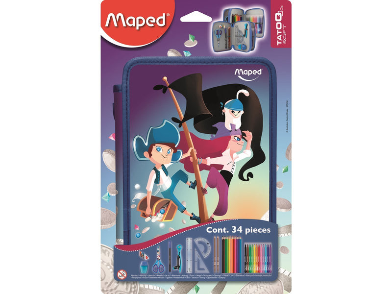Maped Pencil case dobbel Pirates with content 34 items