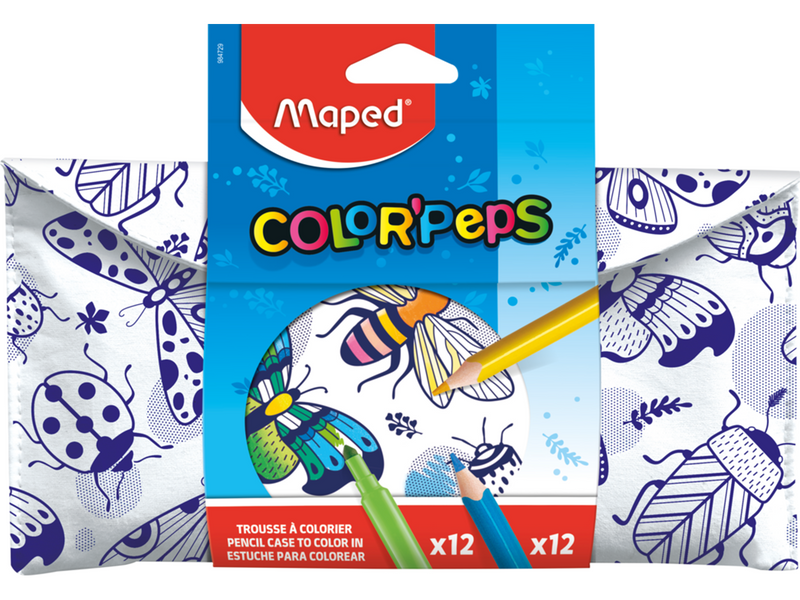 Maped Pencil case to fill in. With 12 felttips and 12 colour pencils