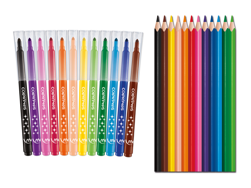 Maped Pencil case to fill in. With 12 felttips and 12 colour pencils