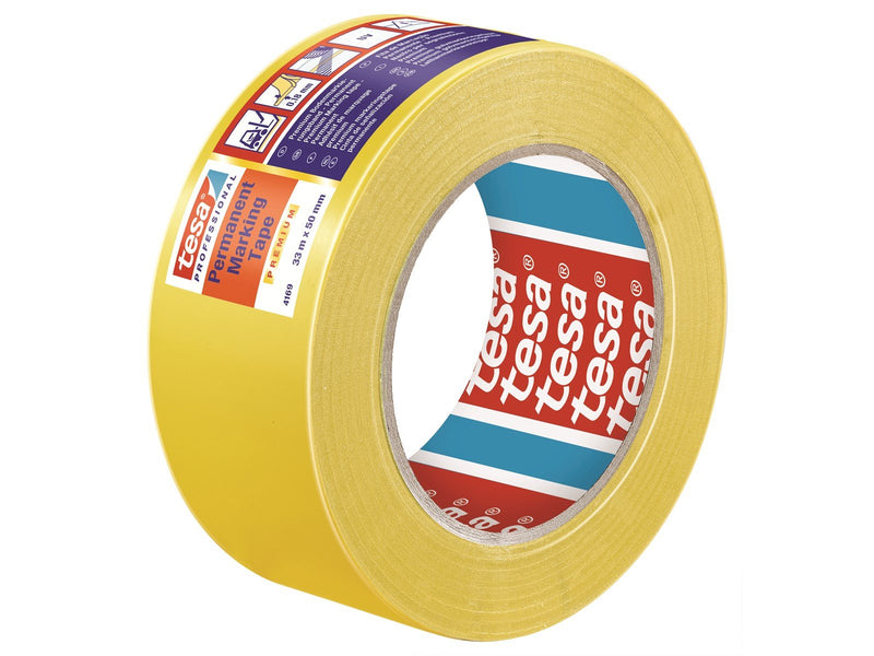 tesa Floor Marking Tape Premium indoor and outdoor 33m x 50 mm Yellow