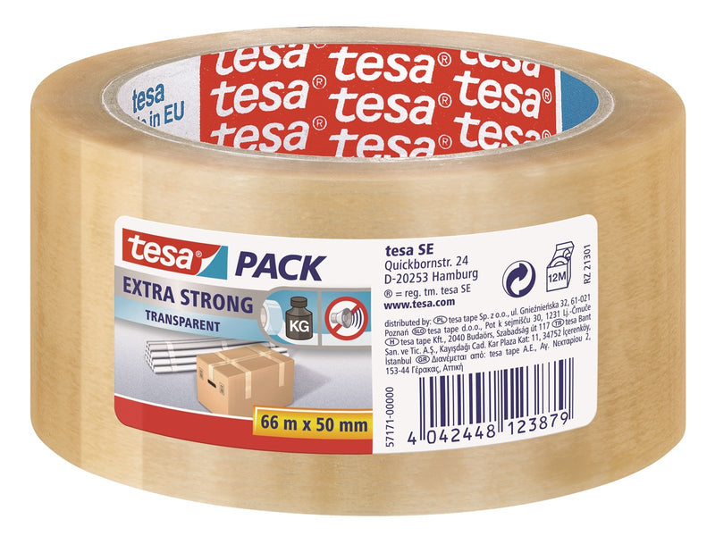 tesa pack Extra Strong Packaging Tape 66m x 50mm Transparent