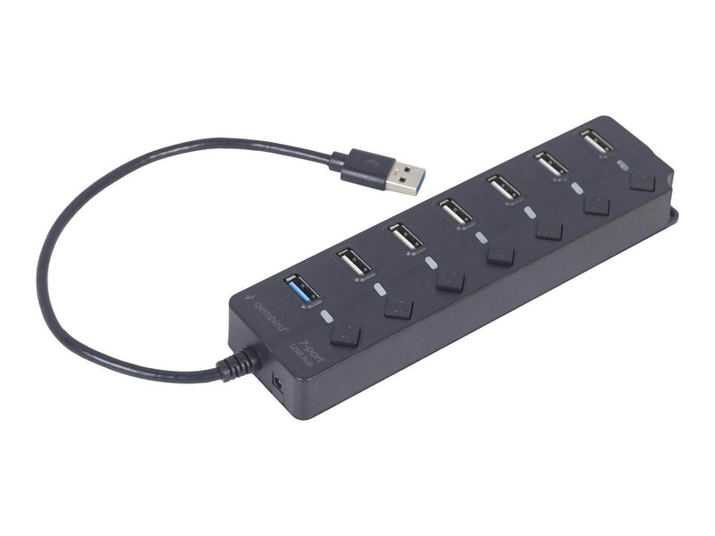 Gembird - hub - 7-port with switches black - 7 ports USB-Hubs - 7 - Schwarz