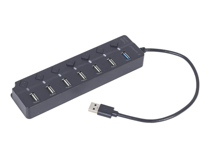 Gembird - hub - 7-port with switches black - 7 ports USB-Hubs - 7 - Schwarz