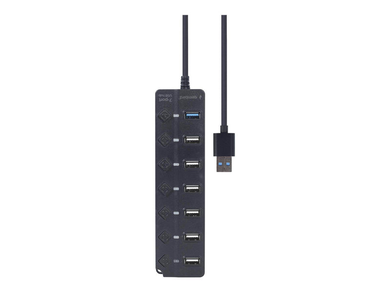 Gembird - hub - 7-port with switches black - 7 ports USB-Hubs - 7 - Schwarz