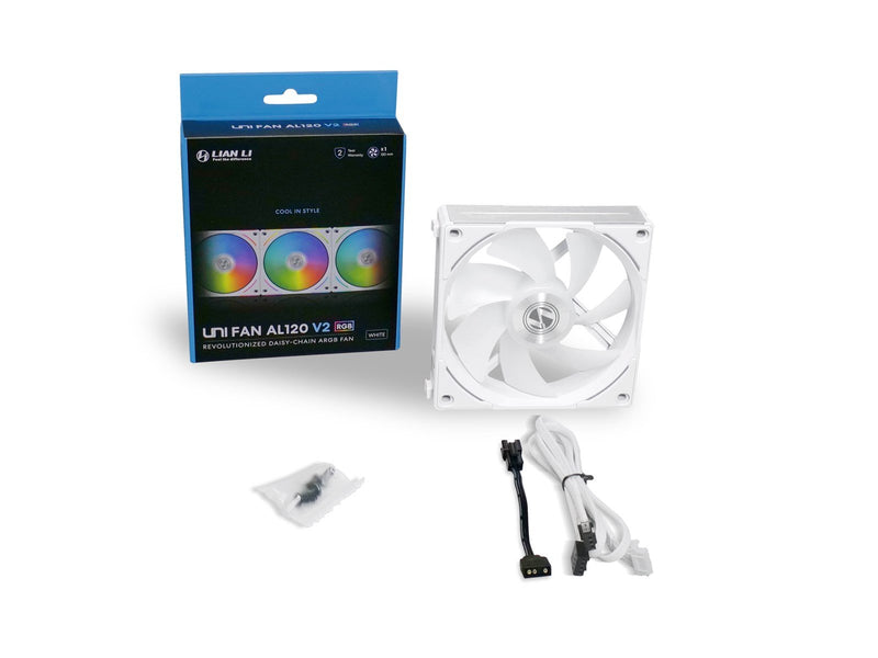 Lian Li UNI FAN AL120 V2 - Gehäuselüfter - 120mm - Weiß mit RGB-Beleuchtung - 29 dBA