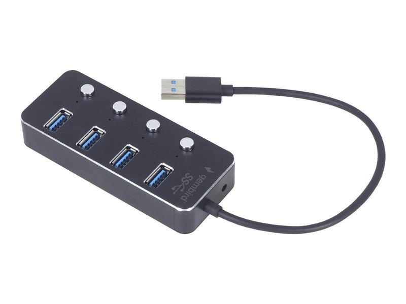 Gembird - hub - powered with switches black - 4 ports USB-Hubs - USB 3.2 - 4 - Schwarz