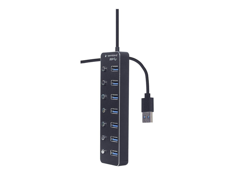 Gembird - hub - with switches black - 7 ports USB-Hubs - USB 3.2 - 7 - Schwarz