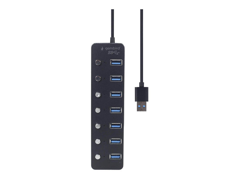 Gembird - hub - with switches black - 7 ports USB-Hubs - USB 3.2 - 7 - Schwarz