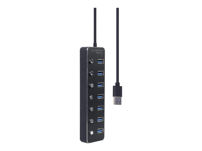Gembird - hub - with switches black - 7 ports USB-Hubs - USB 3.2 - 7 - Schwarz