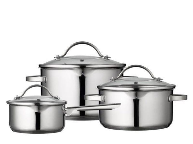 Funktion Pot set with lid 6 pieces 18/8 steel
