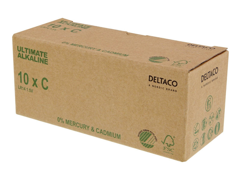 Deltaco Ultimate battery - Nordic Swan ecolabelled - 10 x LR14 / C type - Alkaline