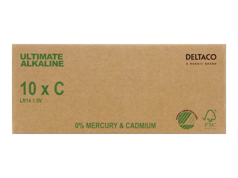 Deltaco Ultimate battery - Nordic Swan ecolabelled - 10 x LR14 / C type - Alkaline