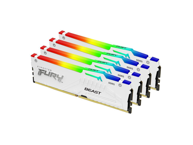 Kingston FURY Beast RGB DDR5-5600 - 128GB - CL40 - Quad Channel (4 pcs) - Intel XMP - Weiß mit RGB