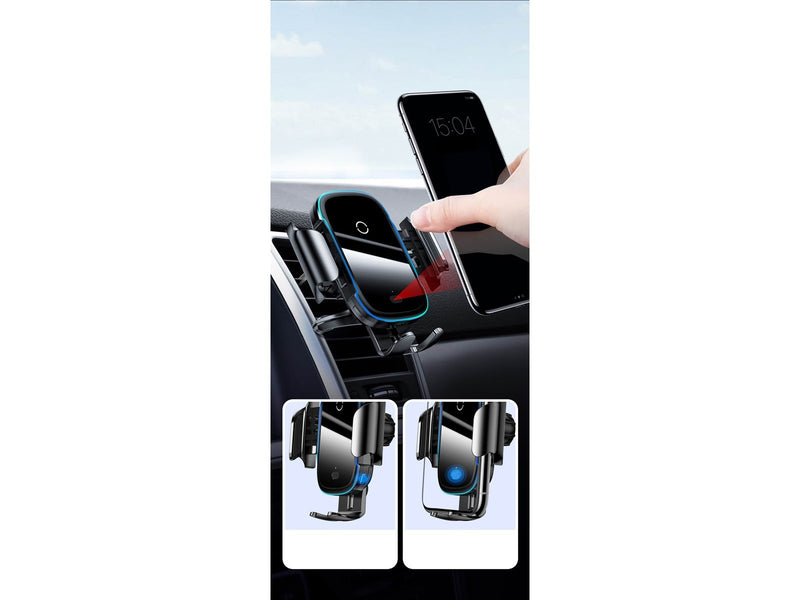 Baseus Light Electric Car Holder with Qi inductive charger - Black
