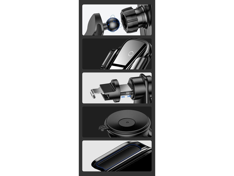 Baseus Light Electric Car Holder with Qi inductive charger - Black