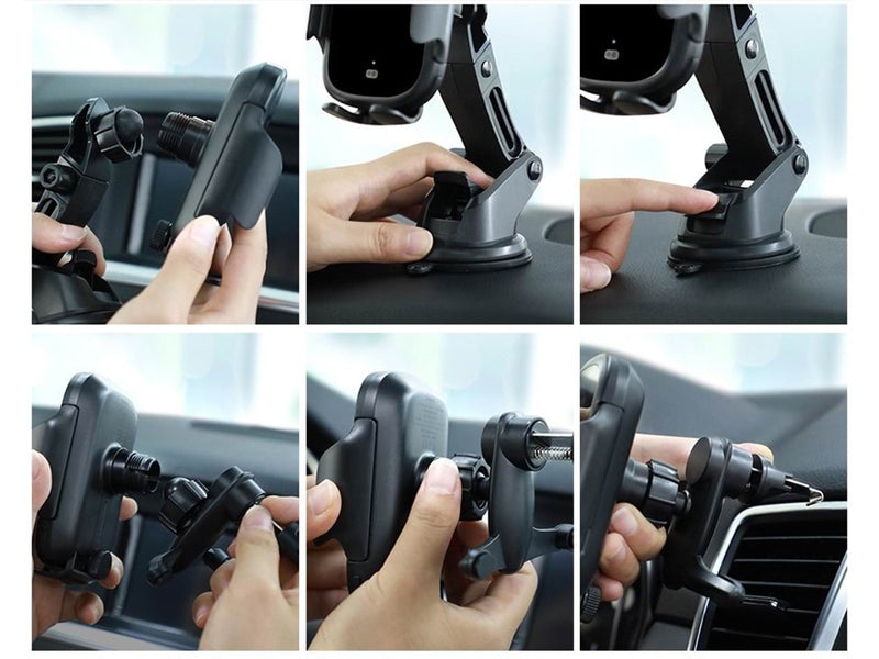 Baseus Light Electric Car Holder with Qi inductive charger - Black