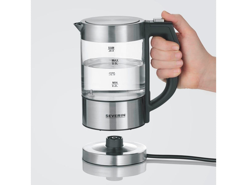 SEVERIN Wasserkocher WK 3458 - brushed stainless steel/glass - Gebürstetes Rostfreies Stahl/Glas - 1100 W